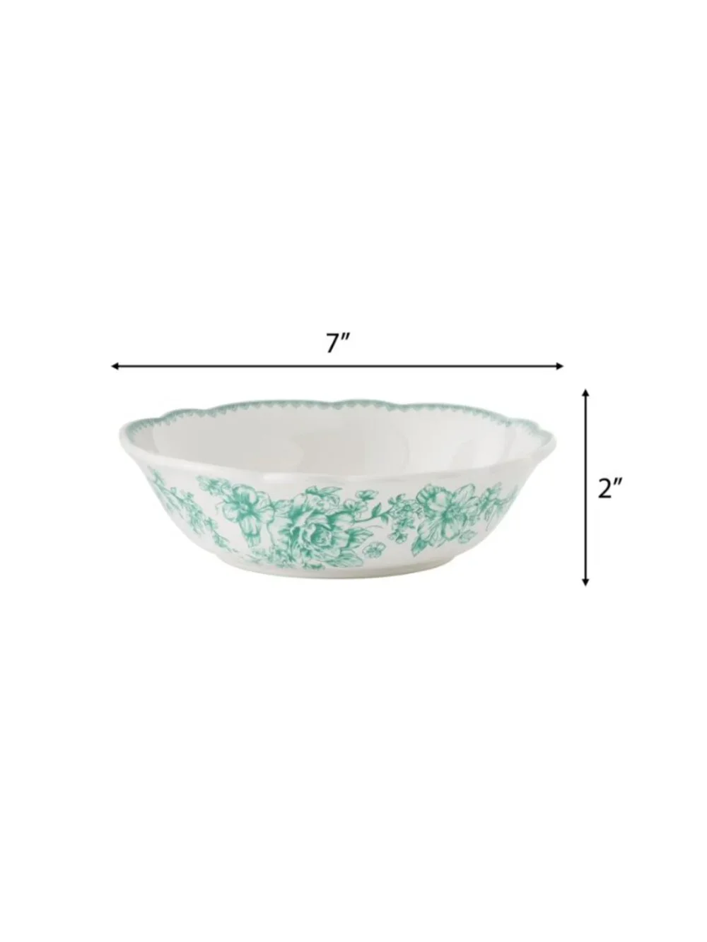 The Pioneer Woman Home Green Floral Design Agatha Stoneware Cereal Round Bowl